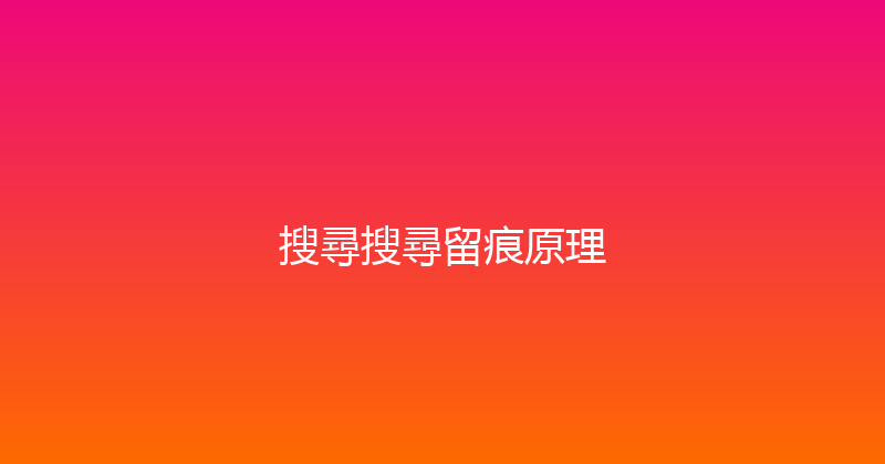 搜尋搜尋留痕原理 封面图