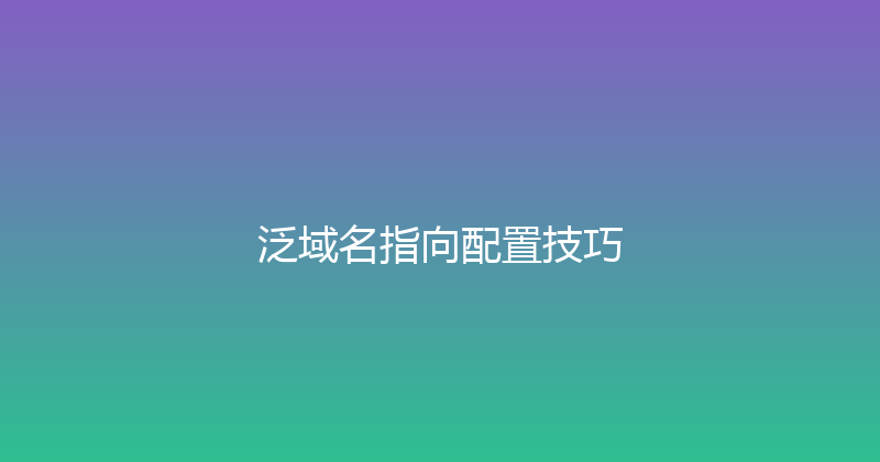 泛域名指向配置技巧 封面图