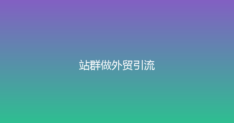 站群做外贸引流 封面图