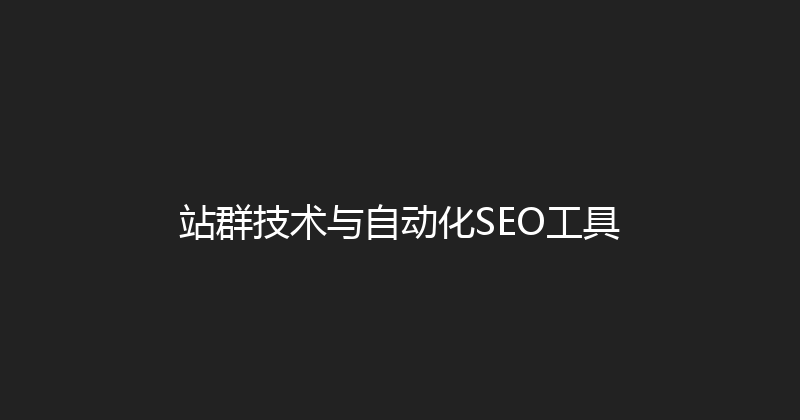 站群技术与自动化SEO工具 封面图