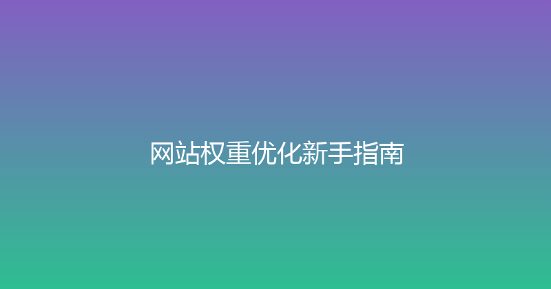 网站权重优化新手指南 封面图